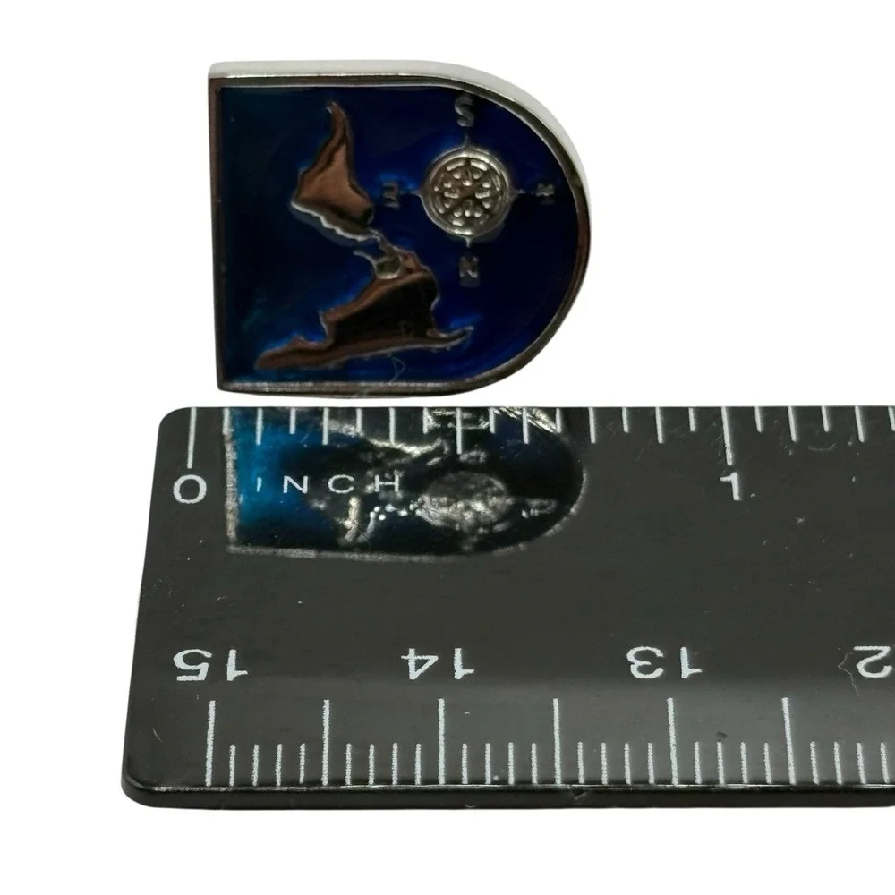 World Map‎ Cufflinks Blue Enamel Silver Tone Bullet Back Globe Navigation Travel